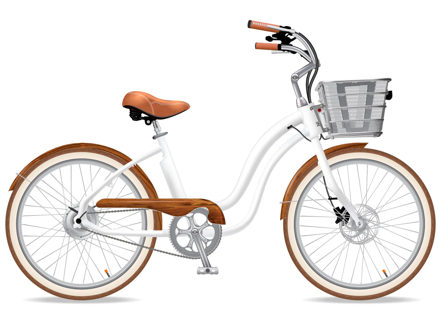 Electric Bike Company White Model Y With Wooden Fenders & Chainguard