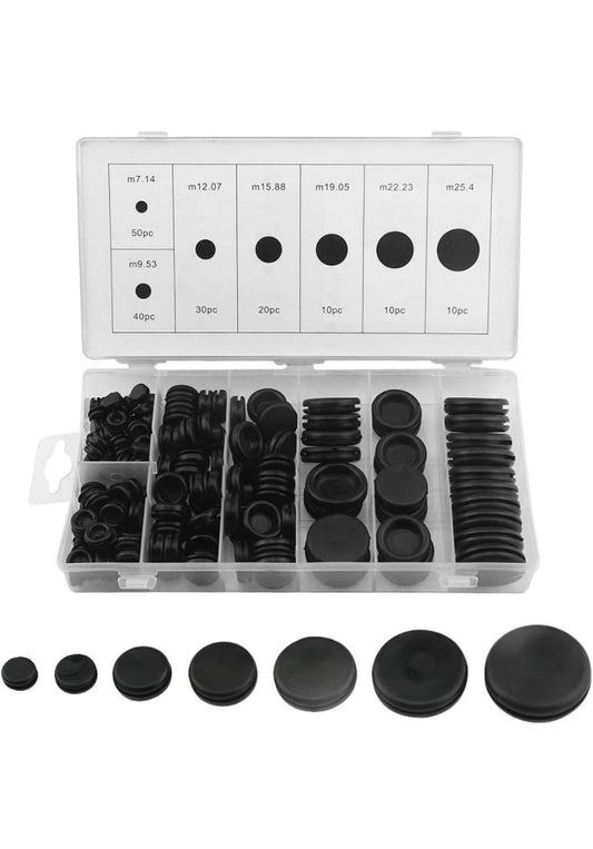 Xingyheng 170Pcs 7 Sizes Rubber Grommet Kit Electrical Wire Gasket Solid Hole Plugs