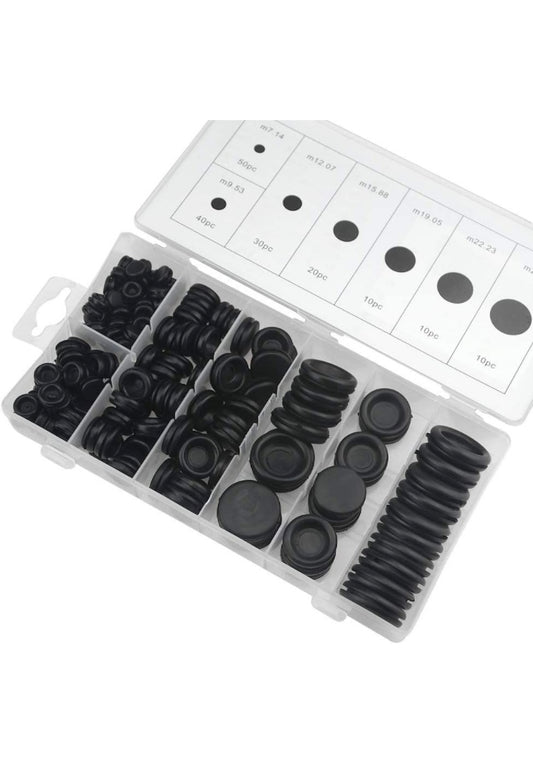 Xingyheng 170Pcs 7 Sizes Rubber Grommet Kit Electrical Wire Gasket Solid Hole Plugs